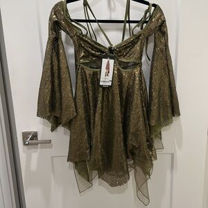 Club Exx LIGHTNING IN A BOTTLE MINI DRESS - GOLD